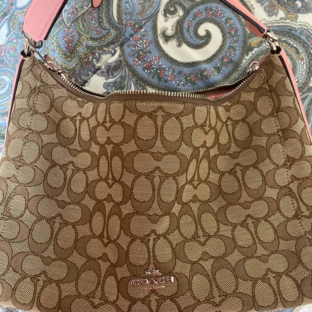 Coach Jacquard East/West Celeste Convertible Hobo.